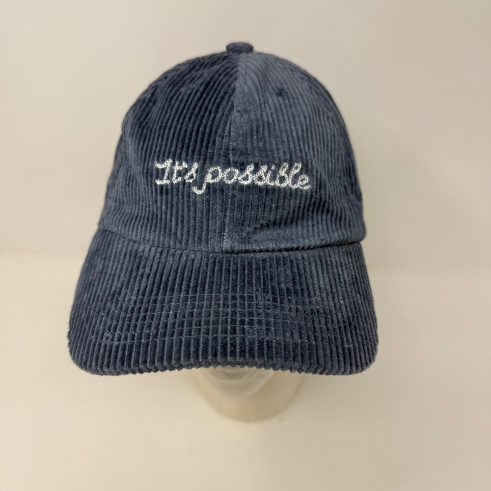 Pinterest Corduroy Baseball Cap Blue‎ Embroidered "Its Possible" Logo Adjustable